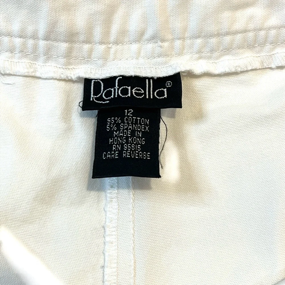 Rafaella Capris Comfortable Fit Stretch Fabric, Faux Pockets Color White Size 12